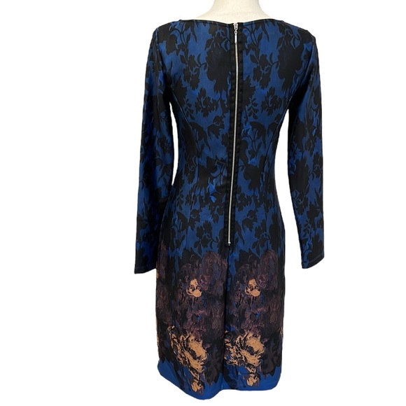 Isle by Melis Kazan Blue and Black Floral Print Shift Dress Size Medium - Picture 2 of 8